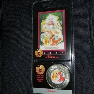 Disney Decades Coin 1981 The Fox And The Hound # Number 25 80's Trading Card VTG